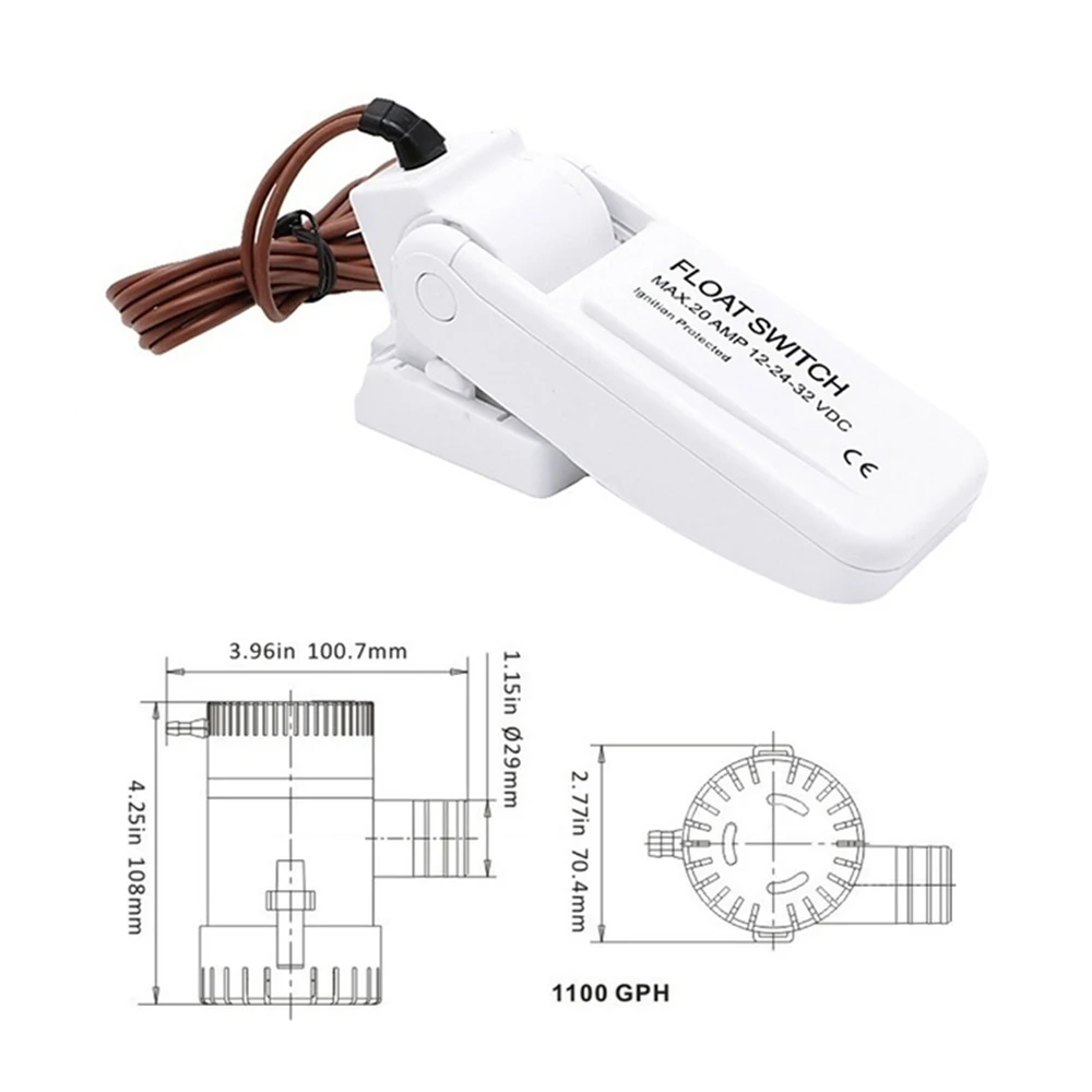 12V 1100GPH Automatic Boat Bilge Pump Float Switch Bilge Switches Flow Sensor for Electric Water Pump bilge pump marine water pump
