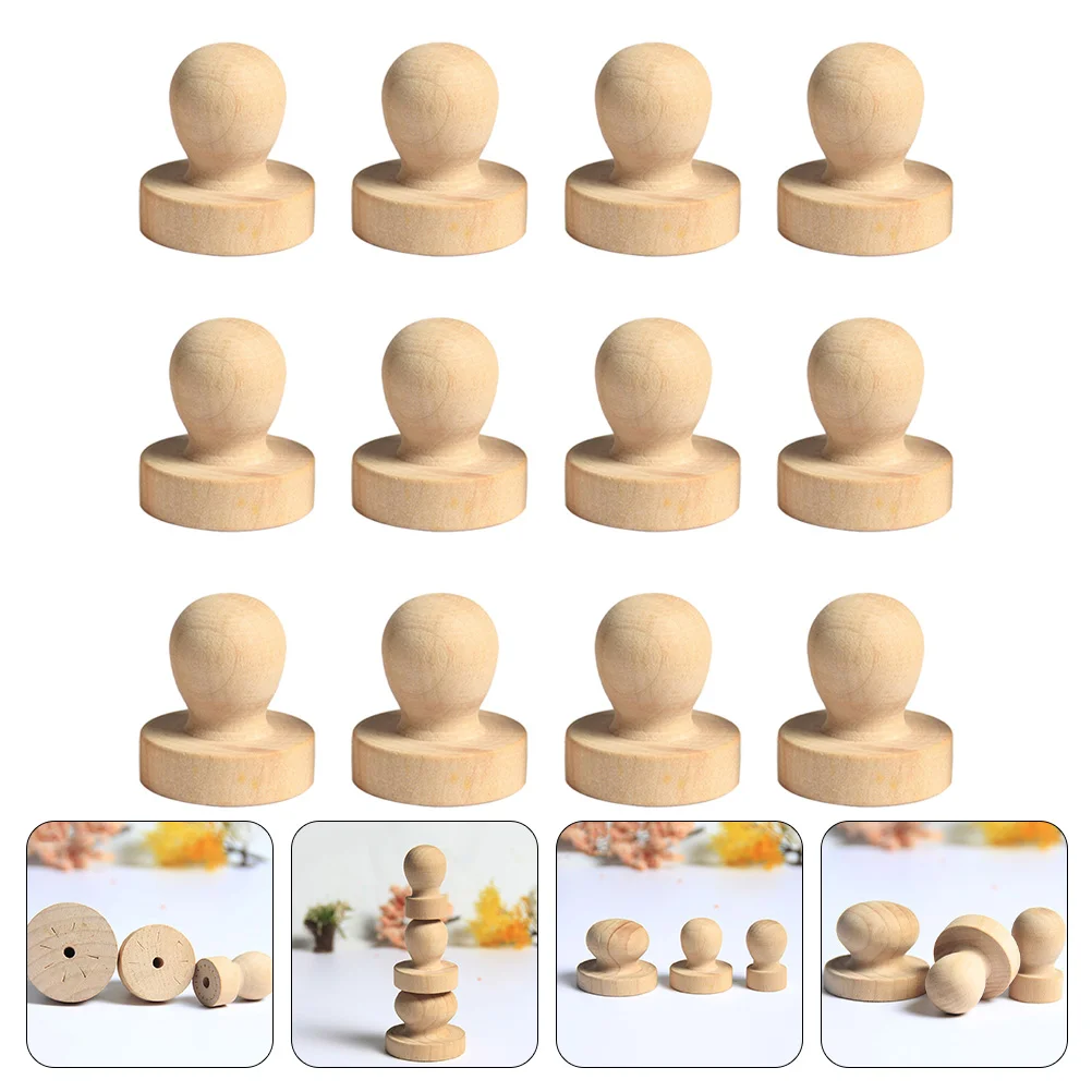 

12pcs Simple Wooden Smooth Handles Wax Seal Handle Parts Round Handles