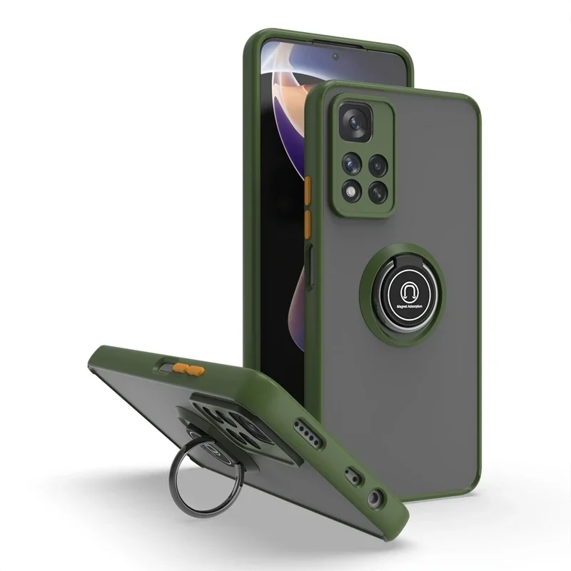 Shockproof Matte Case with Metal Ring Holder - Durable and Stylish Cover
