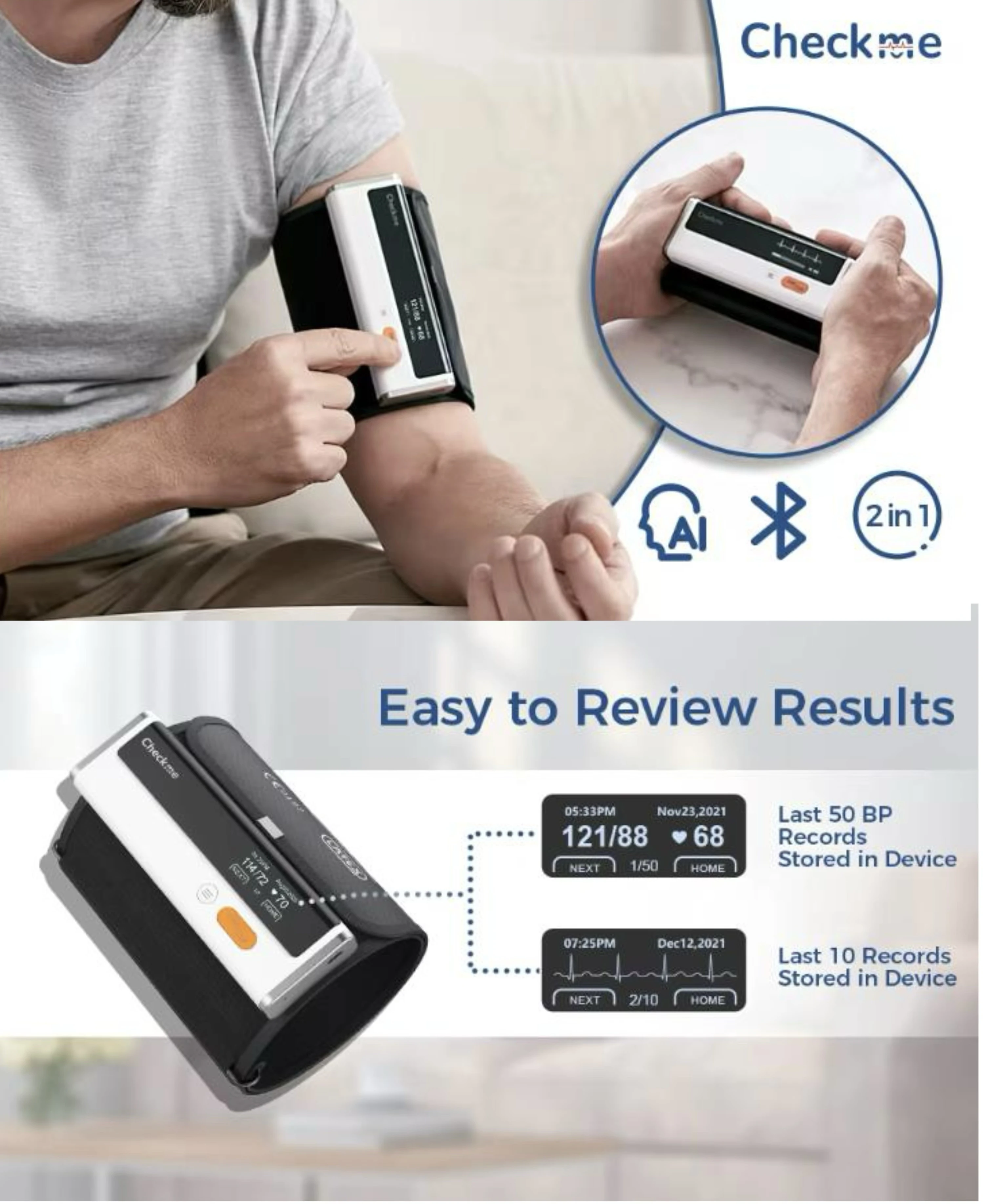 Bluetooth blood pressure monitor with electrocardiogram monitoring function and heart rate pulse upper arm blood pressure monito