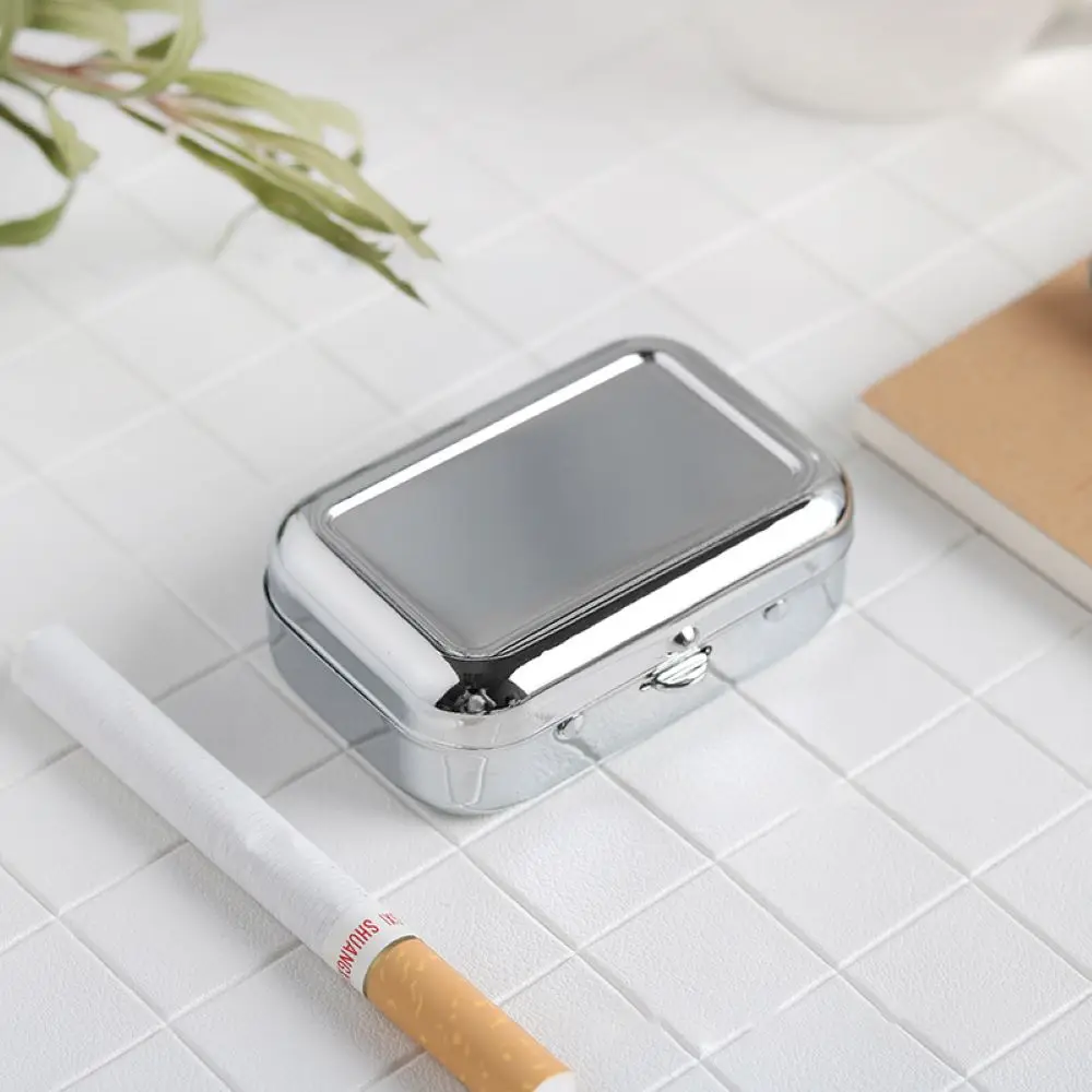 Portable ashtray Outdoor Mini Portable Metal Cigarette Ashtray Fashion Ashtray With Lockable Lid Desktop Ash Case Pocket Gift For Man cigarettes ashtray metal ashtray