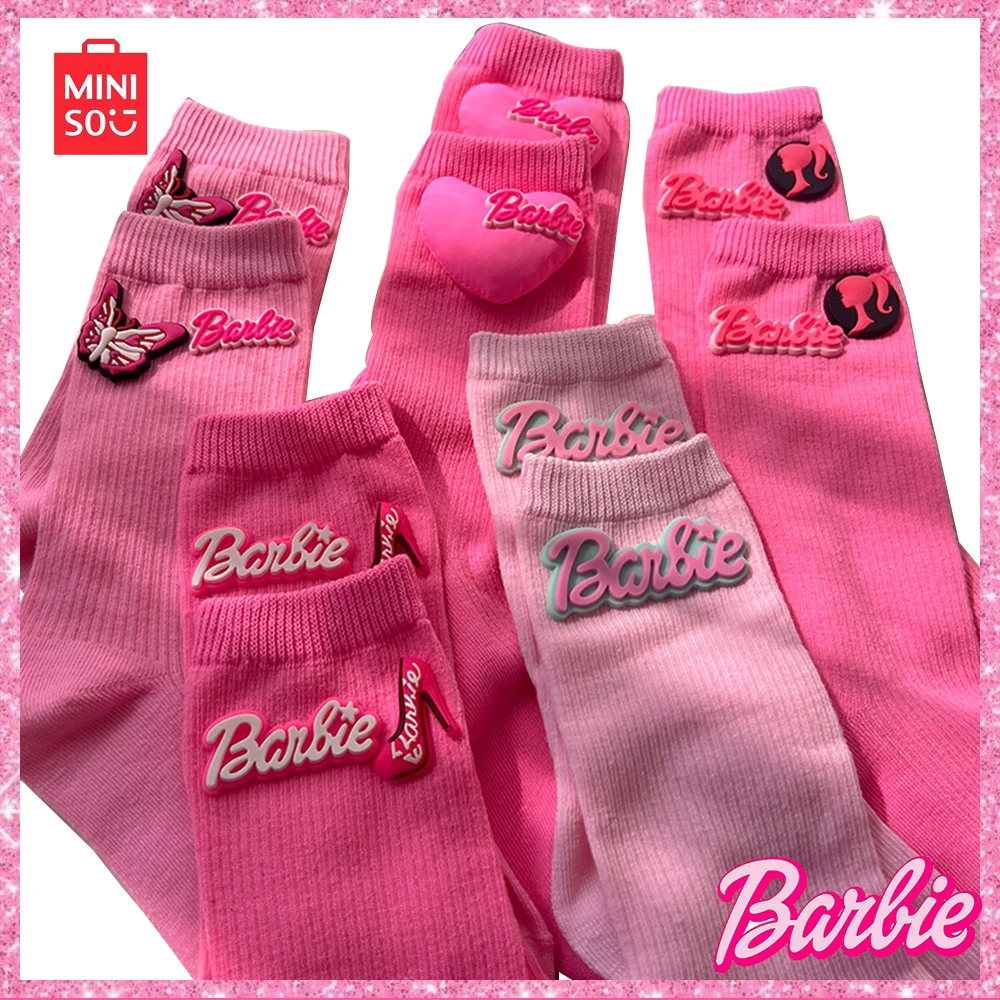 

Miniso Barbie Y2K Tide Cool 3D Cotton Knitted Socks Warm Inner Tide Dopamine Colourful Cute Mid-Calf Socks Girls Birthday Gift