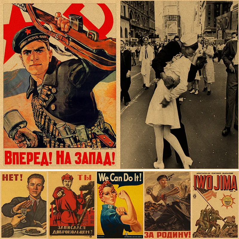 Poster Sovietica World War Ii Kraft Paper Poster Leninist Propaganda Politica, Cc Retro Classic Poster Art Wall Decoration 4K Hd