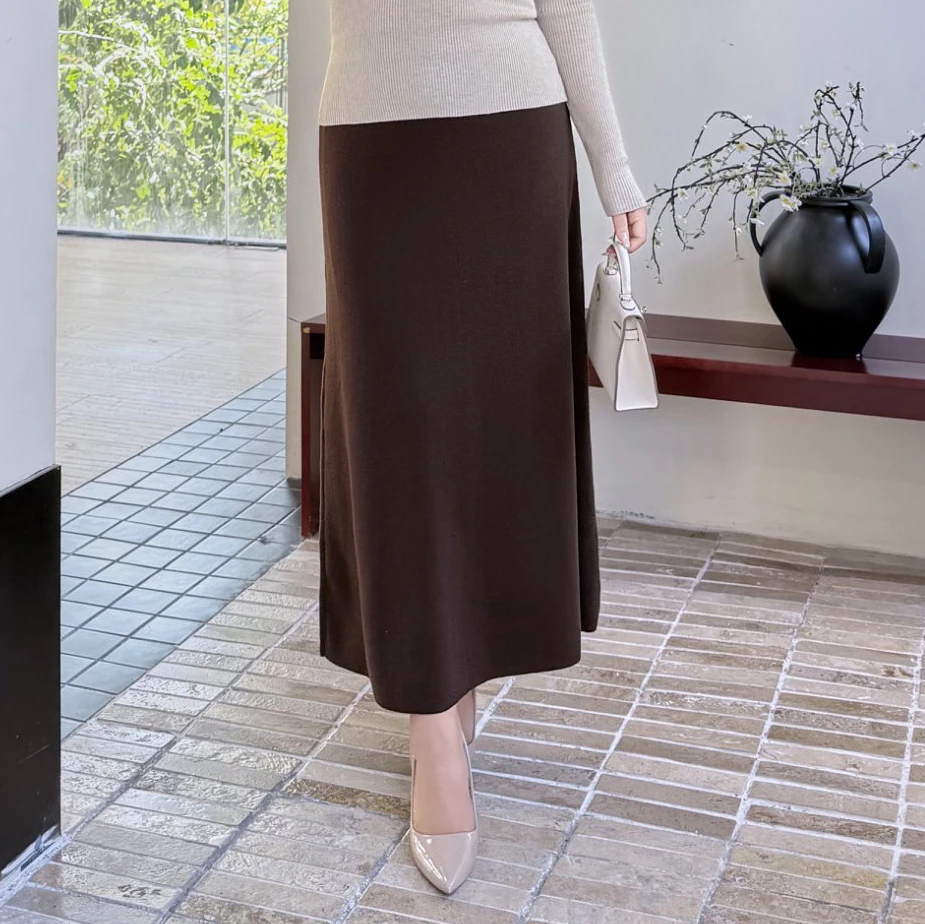 XXXL Fashion Plus Size Women's Skirt Premium A-line Knitted Bottoms French Professional Autumn And Winter 9414