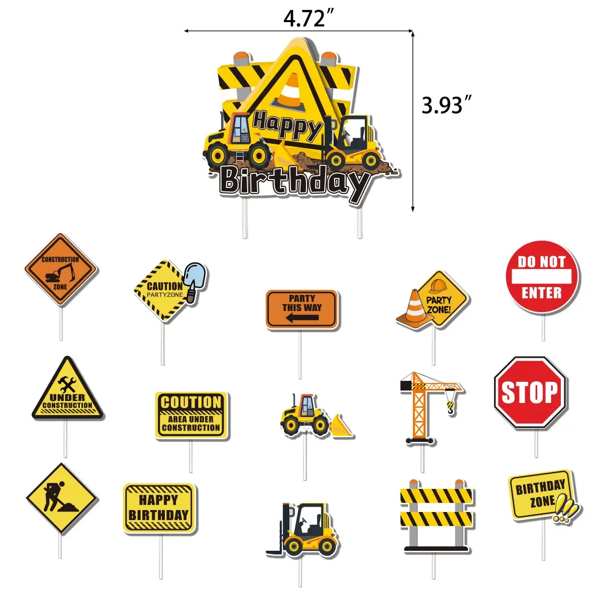 Engineering Birthday Party Large Figures Cake Toppers Cake Decoration Excavator Banner Latex Balloons Construction Party Decors - AliExpress for Free Printable Construction Cake Toppers