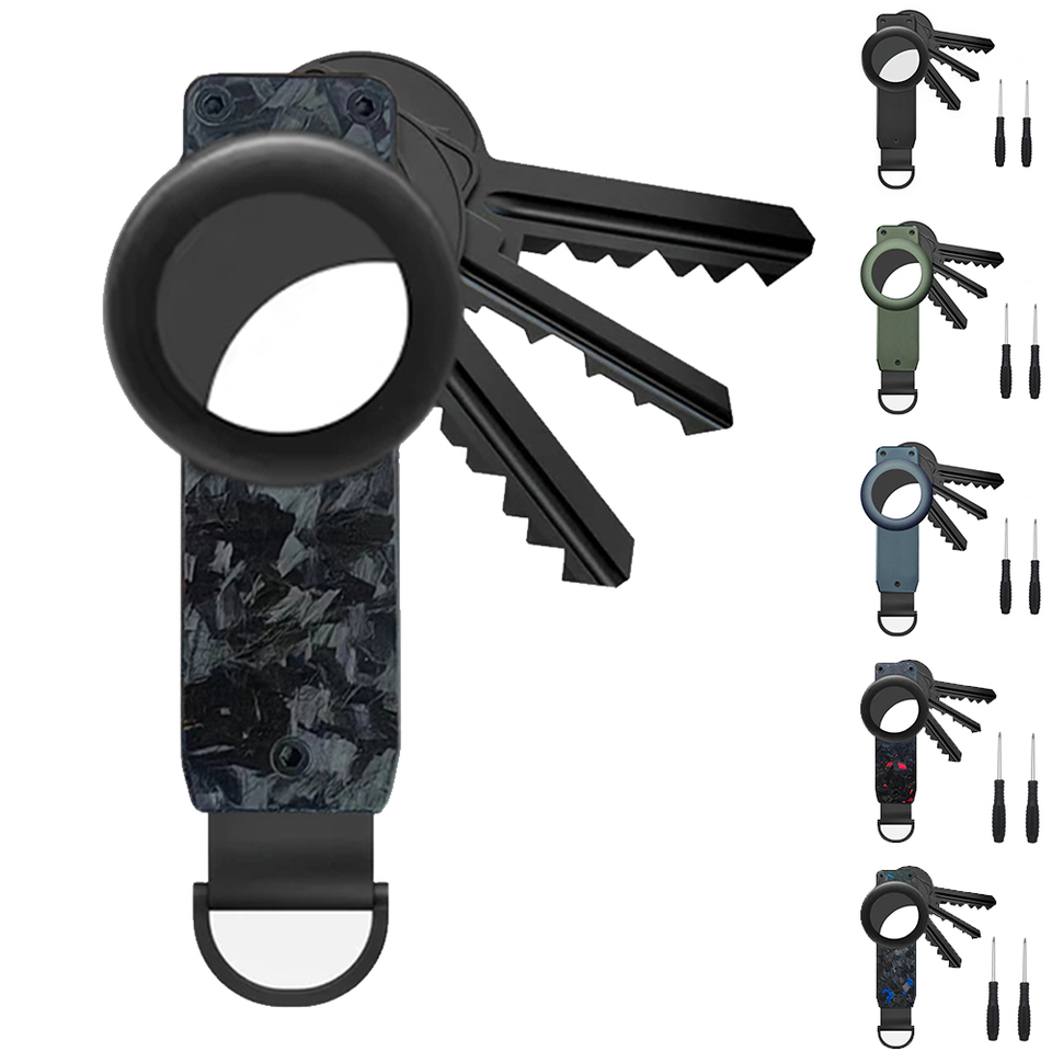  Key Organizer, Compact Keyholder, Anti-Lost Metal Keychain with Airtag Case, Compatible with Apple AirTag Finder Tracker, Alumin 