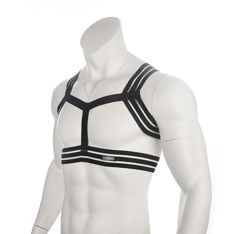 Sexy Mens Hollow Out Elastic Bondage Harness Shoulder Body Chest Straps Lingerie Muscle Harness Halter Neck Straps
