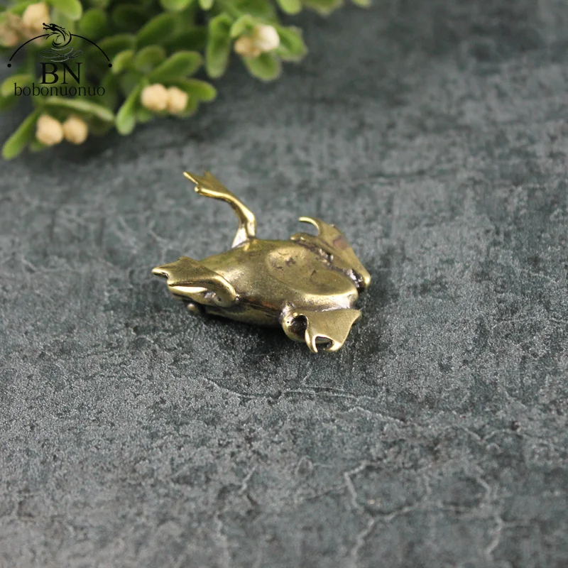 Vintage Copper Mini Frog Statue Ornaments Retro Brass Animal Figurines Toy Home Office Desk Decor Gifts