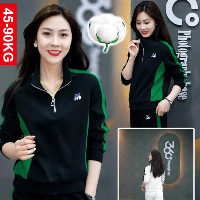 Sage | Women's Black Luxury Tracksuit Set – Greek Key Gold Detailing | Zip Jacket & Joggers main image 1