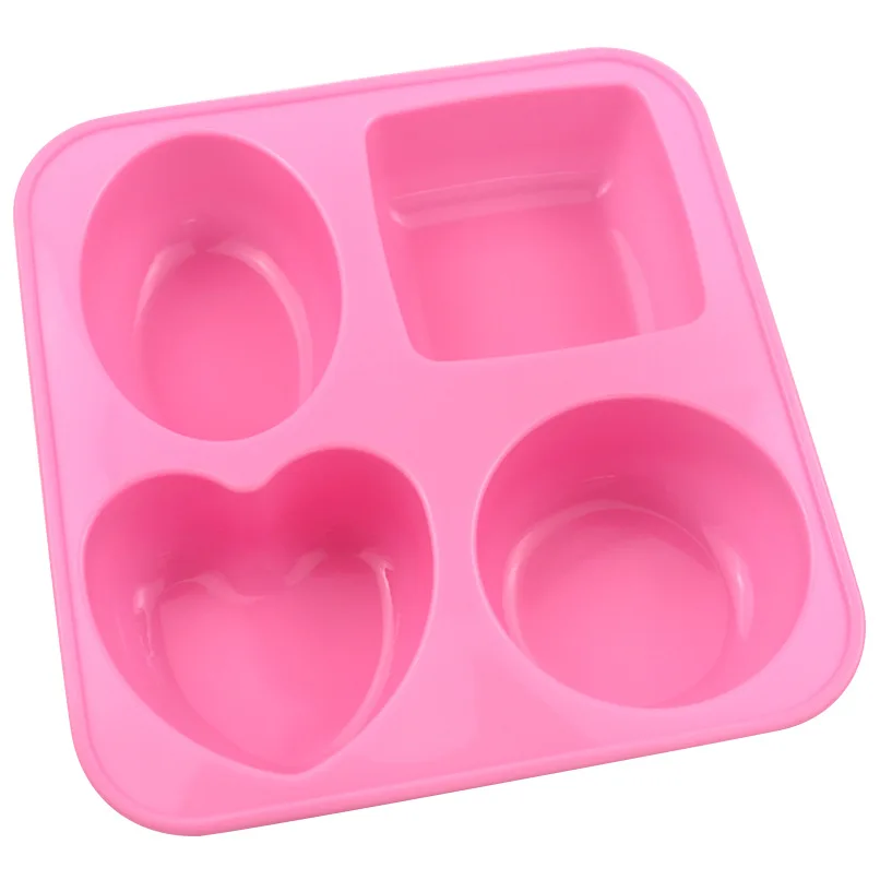 Silicone Soap Molds 4 Cavities Different Shapes DIY Love Soap Making Chocolate Baking Candle Gifts Supplies Home Decoration