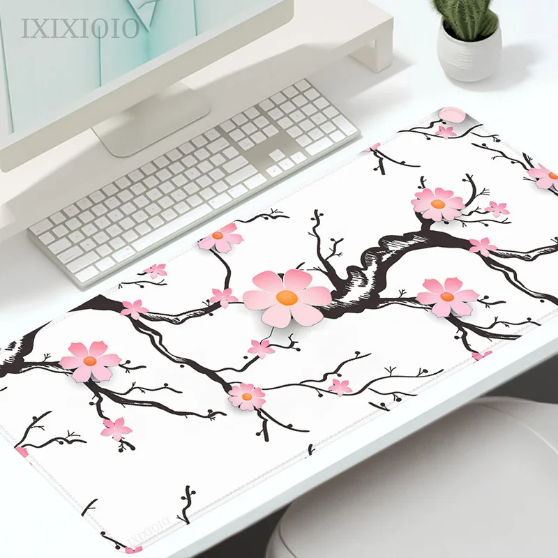 

Коврик для мыши в японском стиле с изображением цветущей вишни и сакуры, игровой компьютерный коврик XL, новинка, коврик для мыши размера XXL, Мягкий Нескользящий Коврик для компьютерной мыши