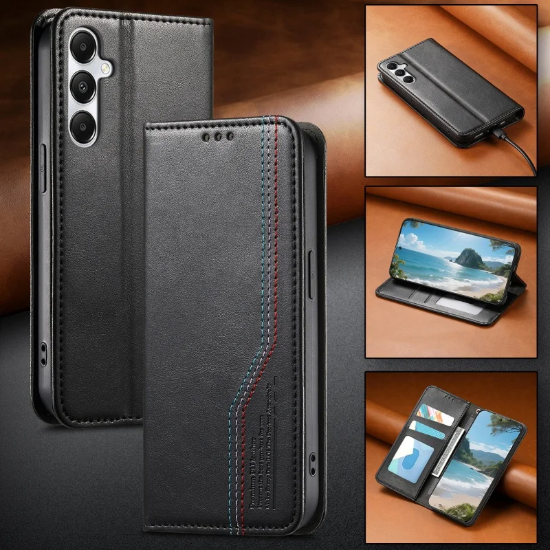 Magnetic Leather Wallet Card Phone Case with Stylish Design