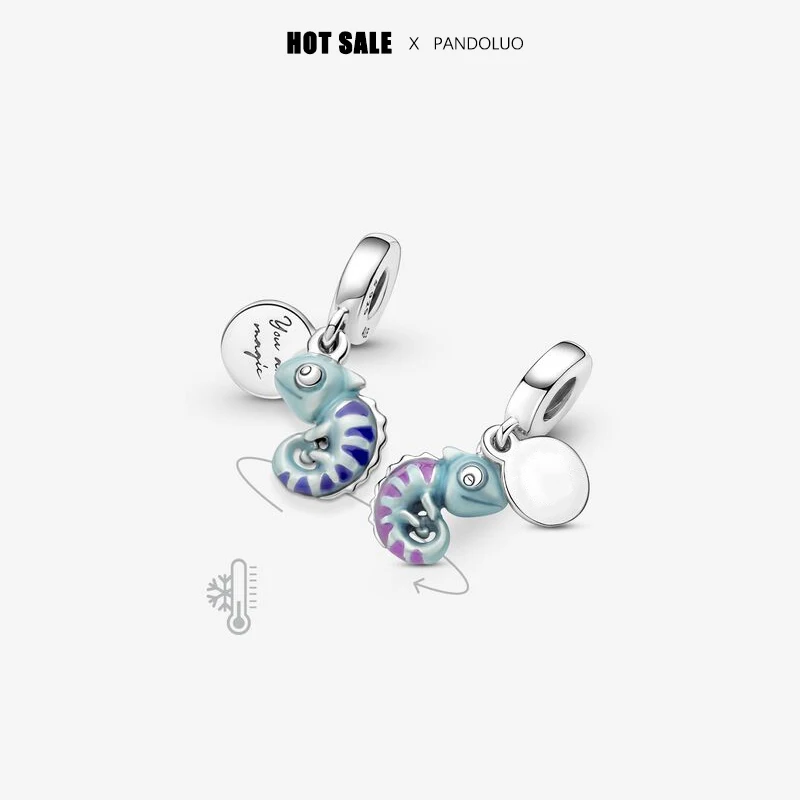 S925 Sterling Silver Glow-in-the-dark Firefly Chameleon Charm Pendant For original Pandora Charms Bracelet Gift beads charms beads charms