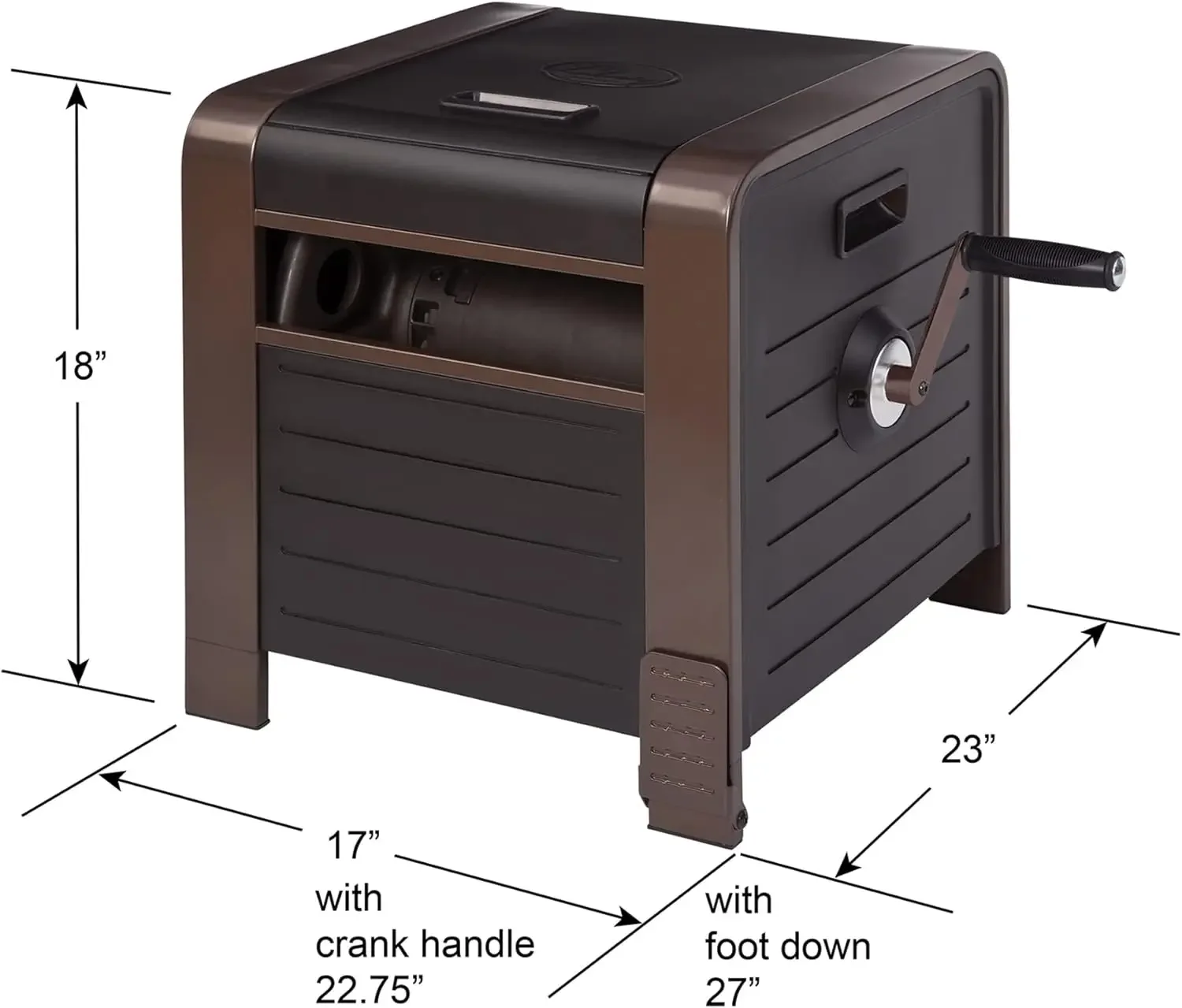 778 200' Hose Storage Box, Bronze, 23 x 16.9 x 18.15 inches 6