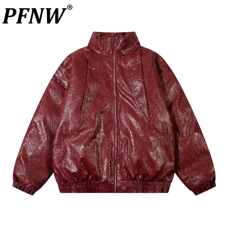 

Мужская винтажная кожаная куртка PFNW, свободная теплая хлопковая куртка большого размера с подкладкой, в американском стиле, для осени и зимы, 12Z6511