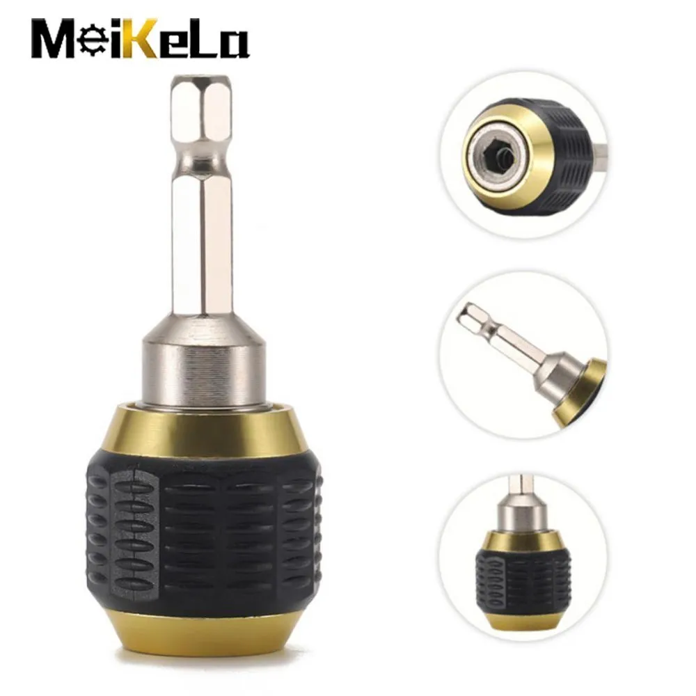 Meikela 60 mm Drill Chuck Screwdriver Impact Driver Adapter 1/4 Hex Shank Thread Drill Bit Holder Quick Change Convertor Adapter 60mm keyless drill chuck screwdriver impact driver adaptor 1 4 inch hex shank drill bit quick change convertor adapter