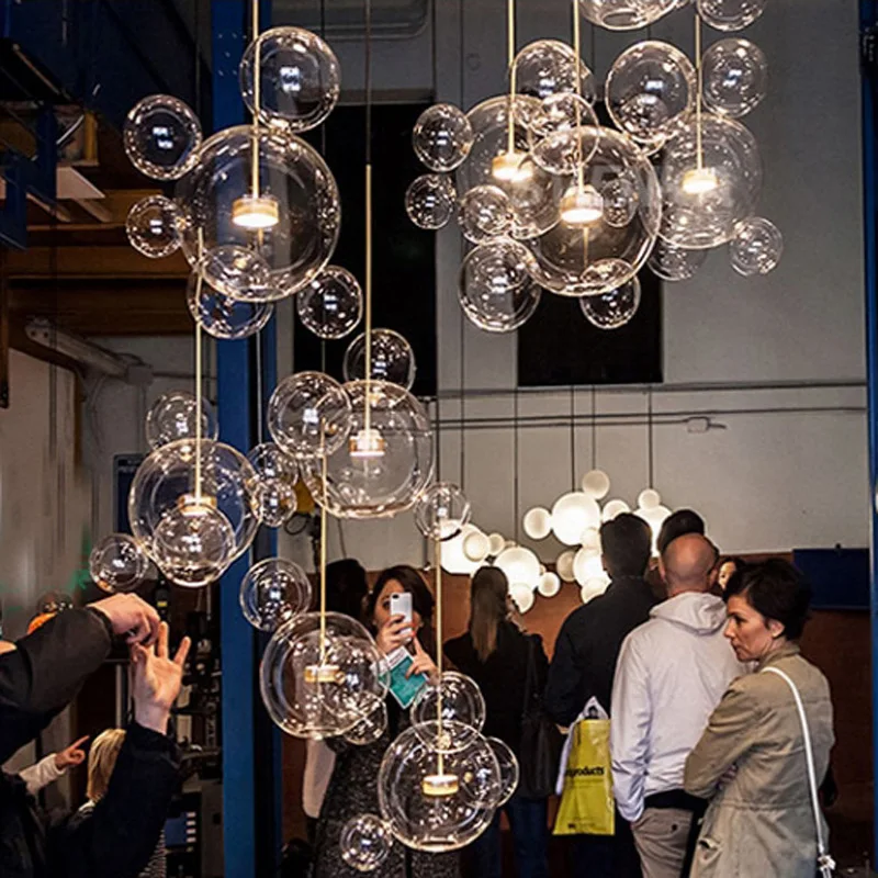 Modern Art Deco Glass Bubble Chandelier Living room Droplight for Children Dining room Bar Indoor Decor Light Fixture