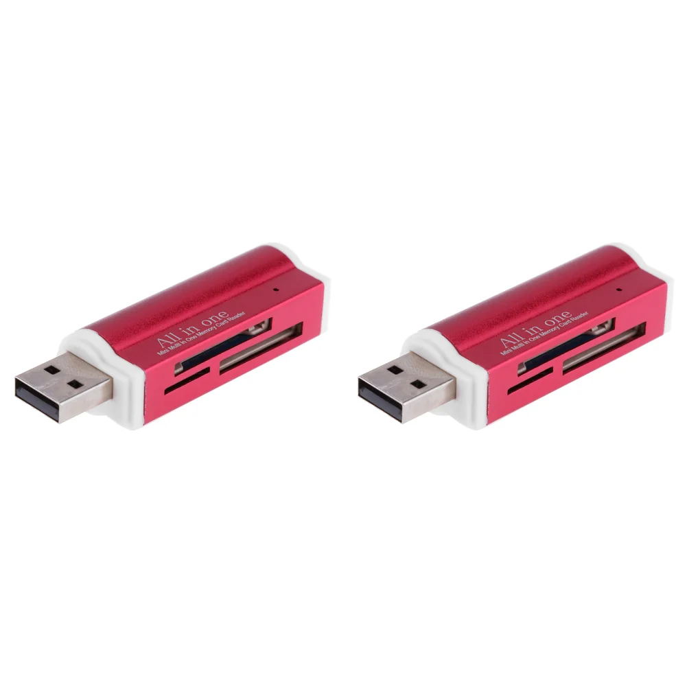 멀티 메모리 카드 리더, SD, SDHC, 미니 SD, MMC, TF, 레드, USB2.0, 4 in 1