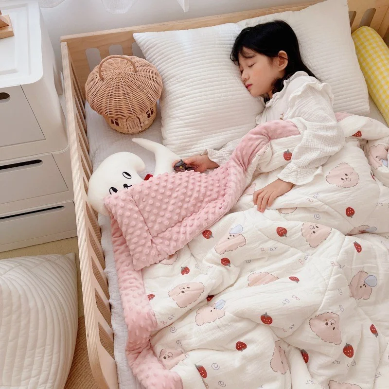 

Детское стеганое одеяло из чистого хлопка, утепленное весенне-осеннее стеганое одеяло с сердечником для детского сада, одеяло с рисунком из мультфильма для маленьких мальчиков и девочек, размеры 120x150 см