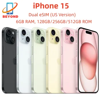 iPhone 15 Originale, Schermo Super Retina XDR OLED da 6.1", 128/256/512GB ROM, 6GB RAM, Face ID, NFC, A16, Sbloccato, Telefono Cellulare 5G