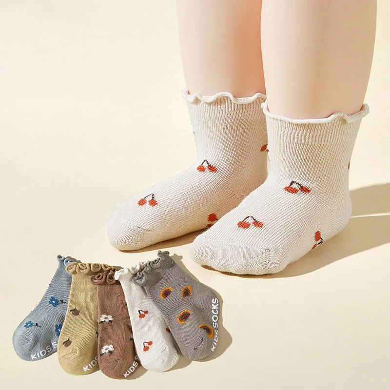 Cute Printed Fruits Baby Socks for Girls Autumn