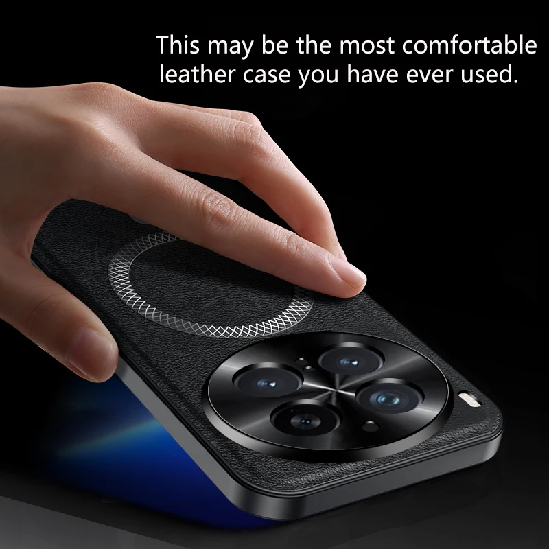 Luxury Leather Texture Magnetic Case - Wireless Charging Compatible, Business Style Bumper Back Cover
