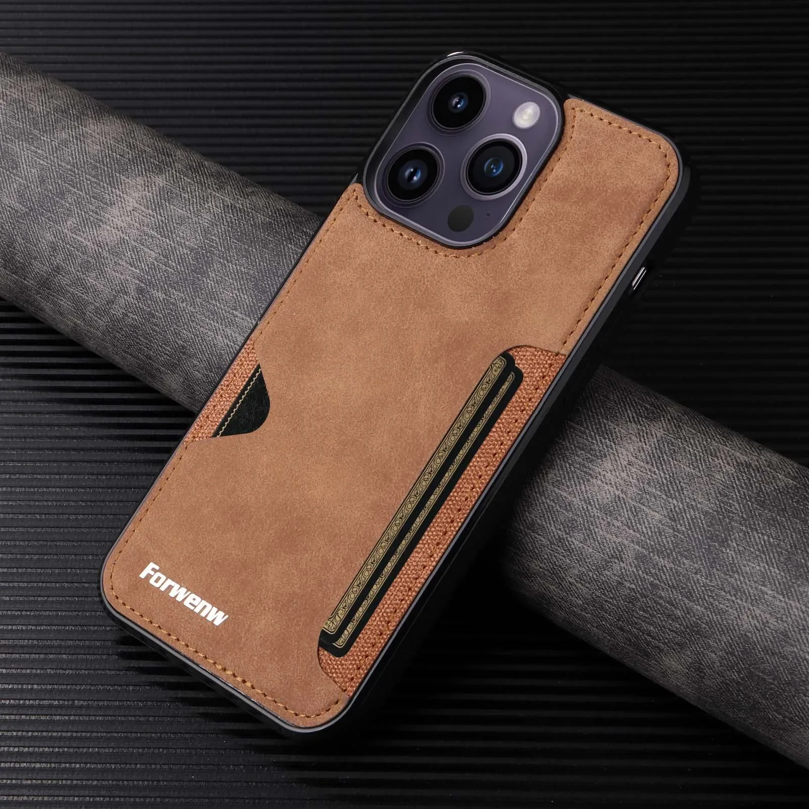 Vintage PU Leather Wallet Phone Case with Card Holder Feature