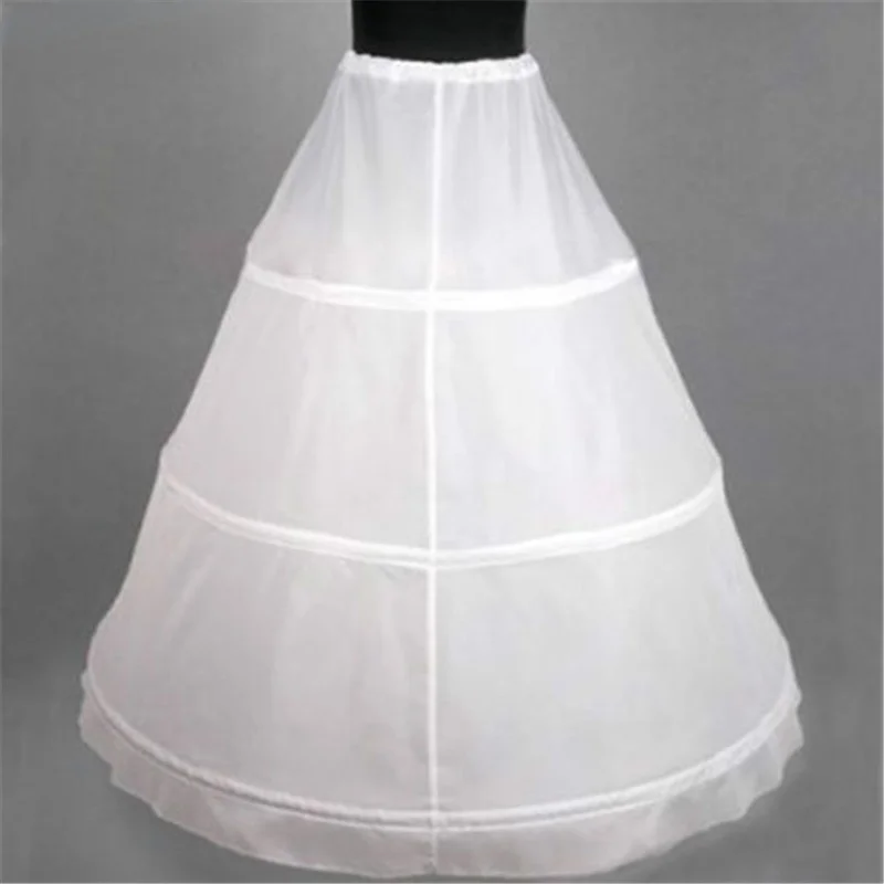 White 3-HOOP Ball Gown BONE FULL CRINOLINE PETTICOAT WEDDING SKIRT SLIP