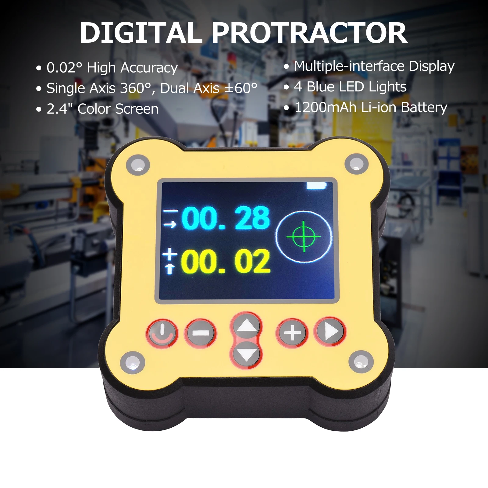 Dual Axis Digital Angle Protractor Inclinometer 0.02&deg; Accuracy Angle Measuring Tool for Woodworking Machinery Construction