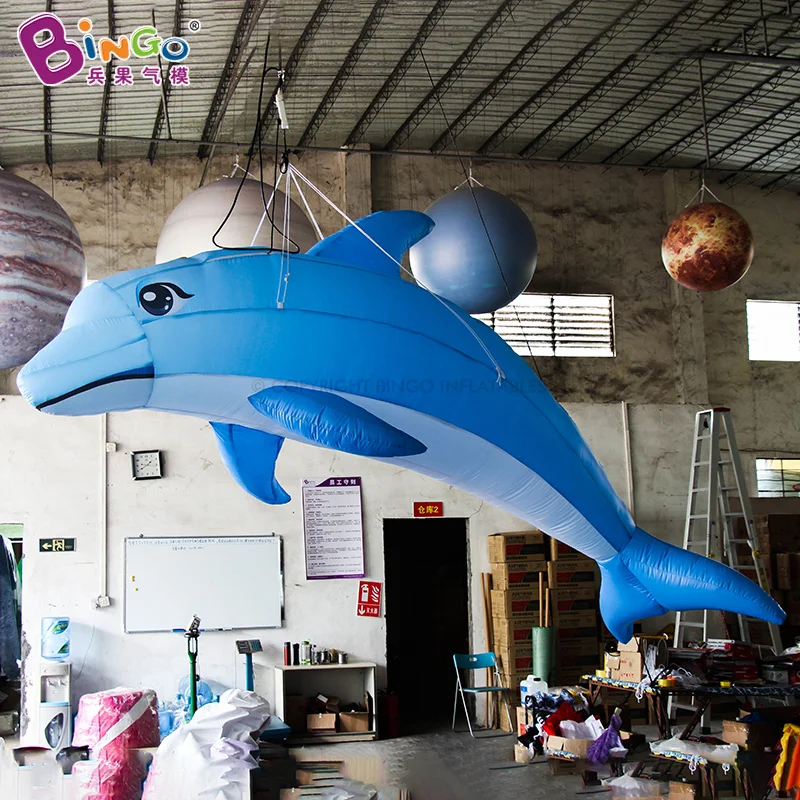 

Free Shipping Giant Inflatable Blue Dolphin for Ocean Theme Event Decoration Lovely Blow Up Hanging Dolphin Model Toys