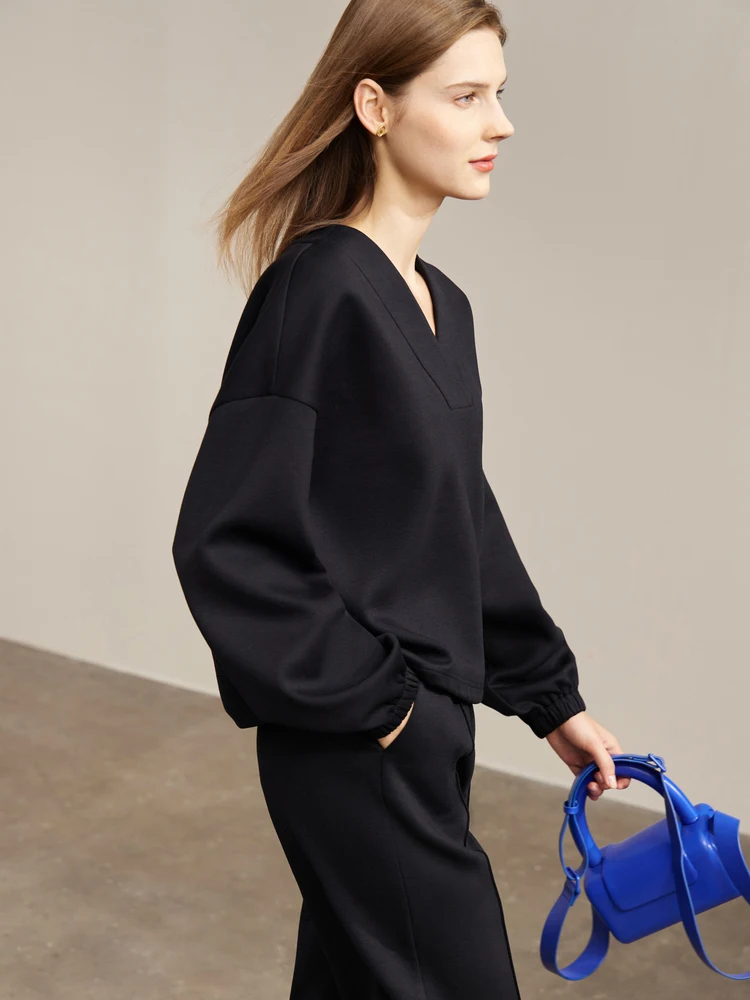 AMll Minimalism Women Tops 2025 Spring Elegant Commuter Fashion Loose Sweatshirs Casual Straight Leg Pants Separately 12241259 5