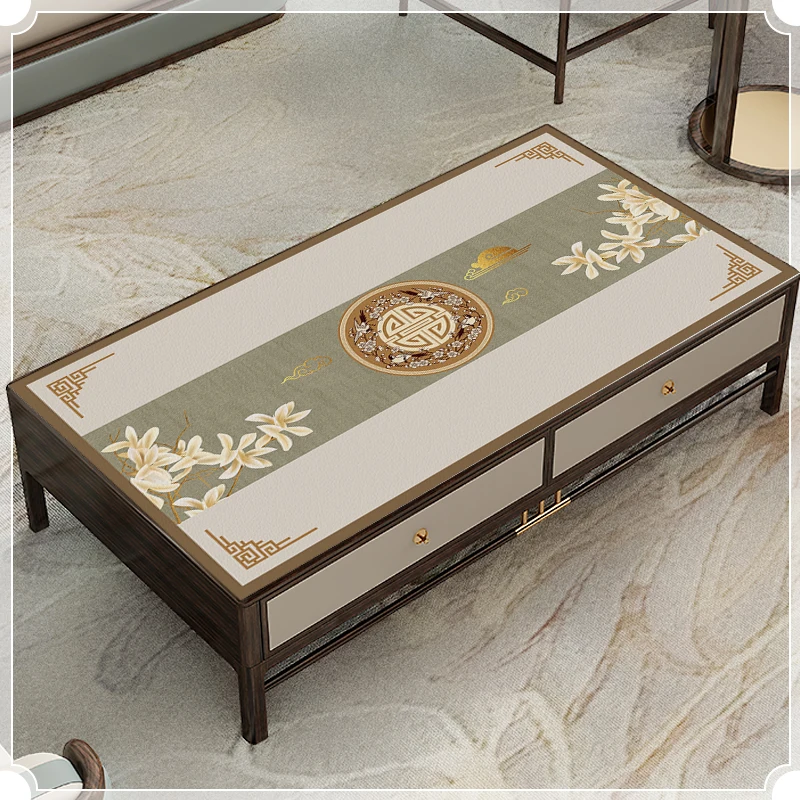 

F129 Instagram ветрозащитная водонепроницаемая, маслостойкая, не мыть 2024 Новая Кожаная подушка для стола в китайском стиле защитная подушка для чайного столика