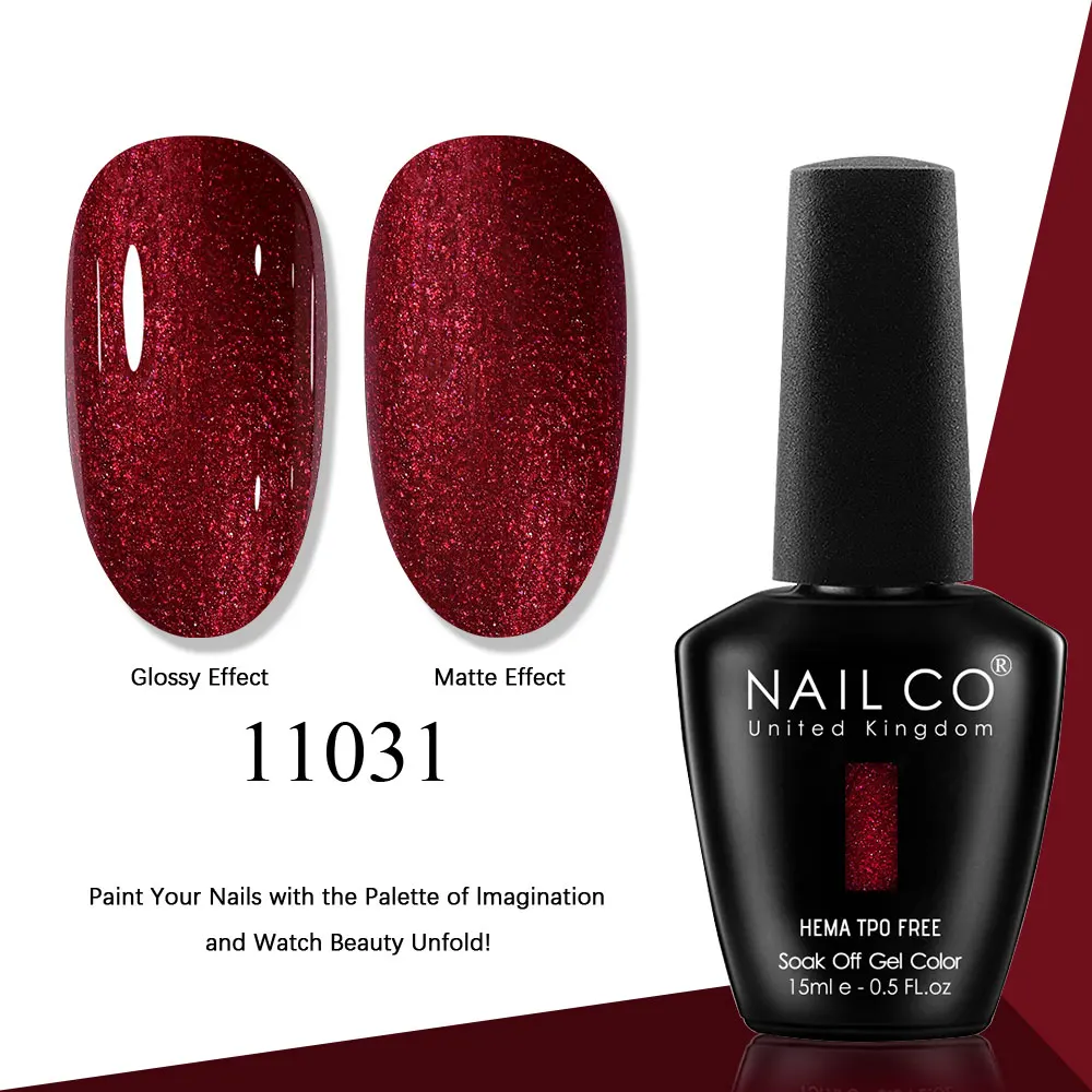 NAILCO Gel Nail Polish Pink Collection - 15ml Glitter & Nude UV LED Gel Varnish Set