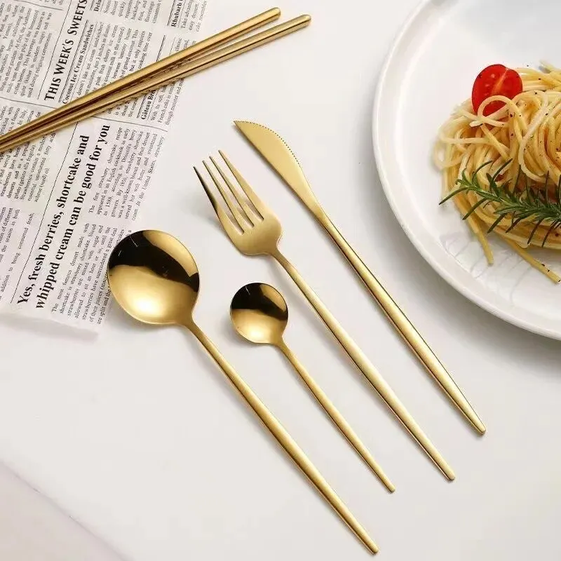 Cutlery Set Portuguese style stainless steel modern simple style mirror polished spoon fork knife wedding holiday
