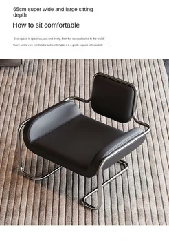 X&D Medieval Stainless Steel Irregular Nappa Leather Convex Chair Light Luxury Minimalist Home Leisure Single Sofa Chair New 18