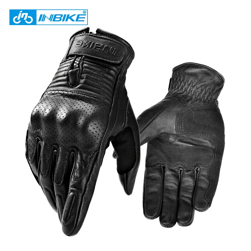 Soft Goat Leather Motorcycle Gloves for Men Full Finger Motorbike Motorcross Gloves Motorcyclist Racing Glove Accessories INBIKE
