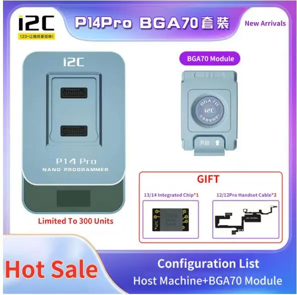 

I2C P14PRO Nand Programmer For iPhone 5G-14PM Nand BGA70&BGA110 Ball Read and Write Data Change Wifi Bluetooth SN Number