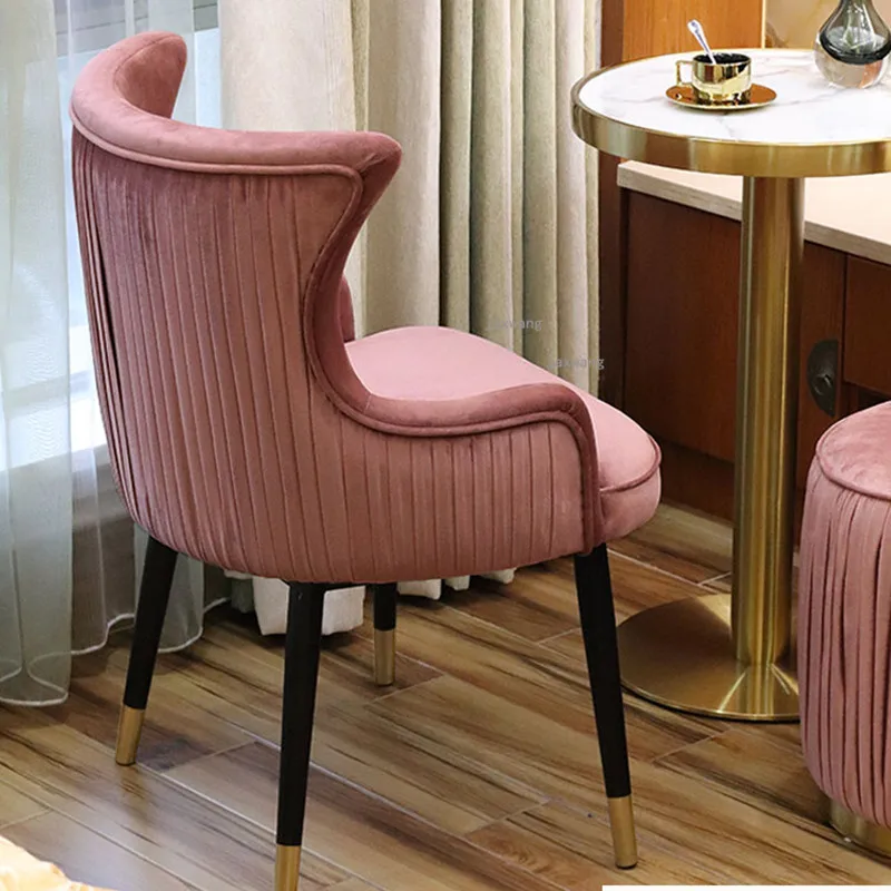 

Fabric Home Dining Chairs Designer Backrest Luxury Adult Dressing Chair American Country Iron Dining Chair for Kitchen Furniture