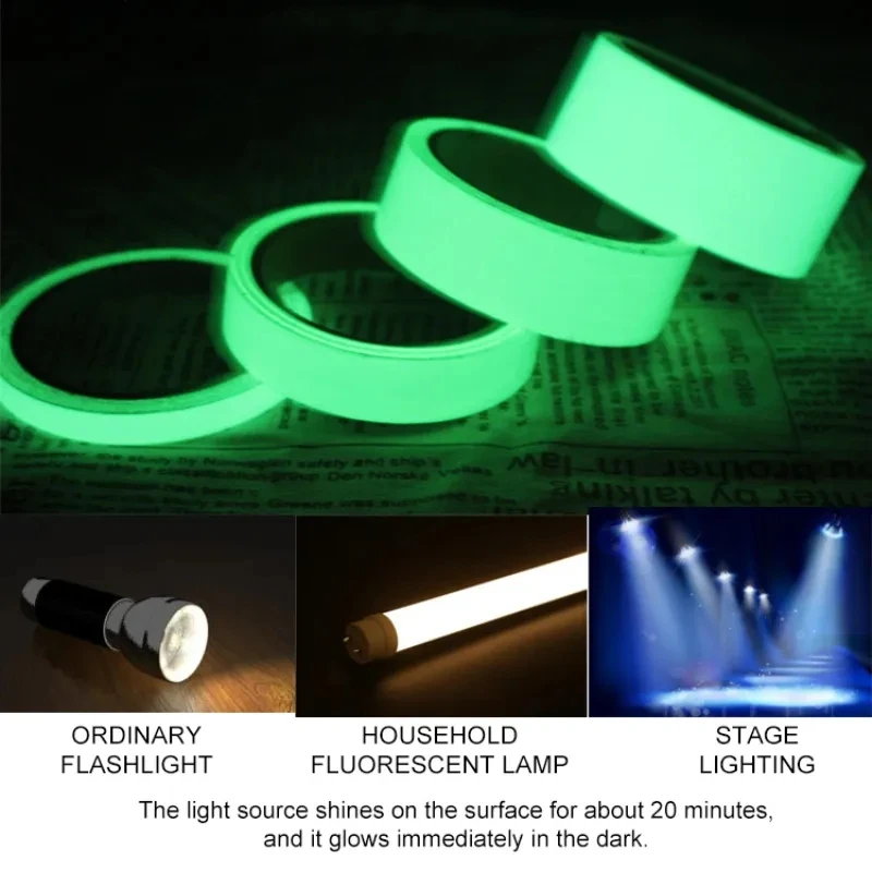 Luminous Tape Blue Self-adhesive Glow Emergency In The Dark Safety Stage Stickers Home Decor Party Supplies Decorative