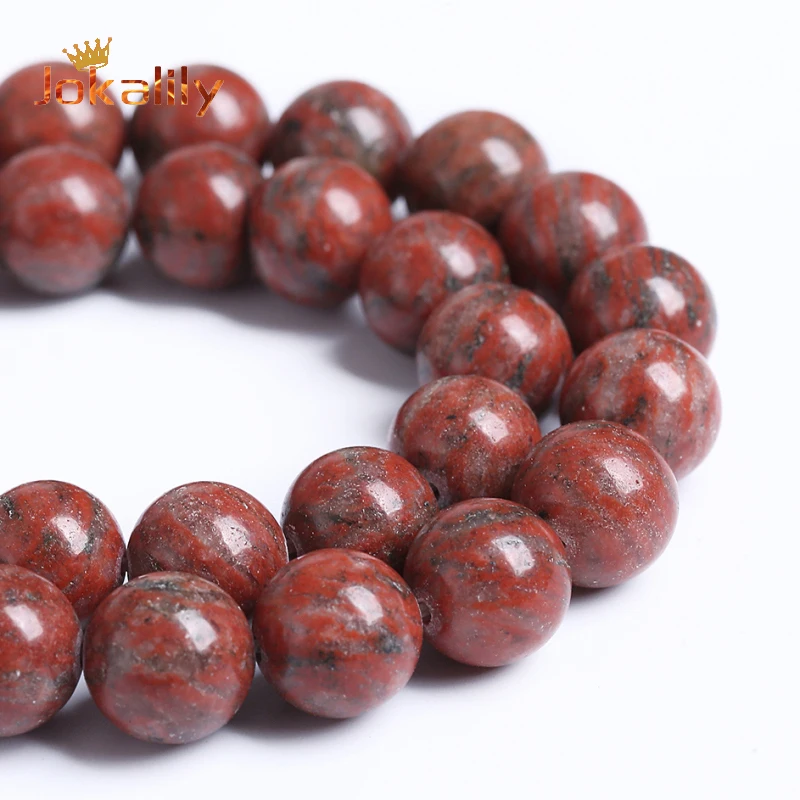 Sesame Red Jaspers Beads Natural Stone Round Loose Spacers Beads For Jewelry Making DIY Bracelets Accessories 4 6 8 10 12mm 15