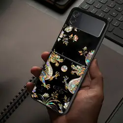 Double Dragon Pearl Art Phone Case - Galaxy Z Flip7 FE (Mix01)