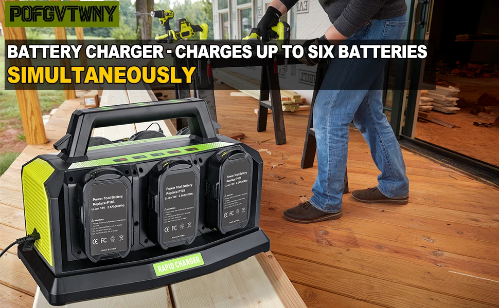 Battery Charger Station Compatible with Ryobi Battery 6-Ports Replacement Ryobi