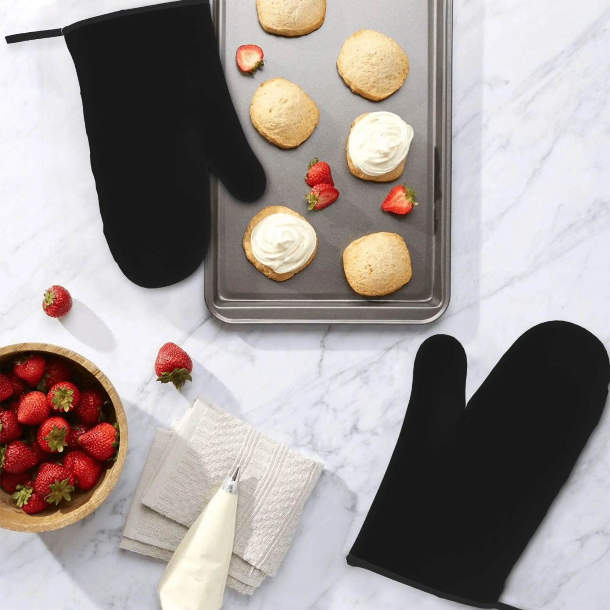 Floral Rabbit Oven Mitts Set of 2 Bunny Cute Animal with Floral Wreath Watercolor Flowers Kitchen Heat Resistant Gloves Pad BBQ