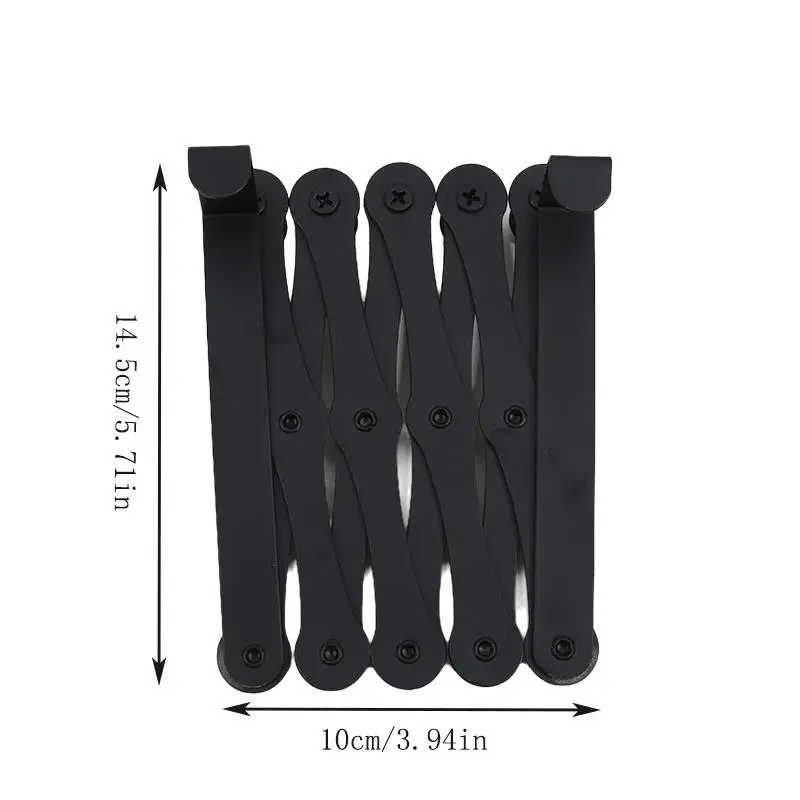 Black 5-hook Hanger Clothing Telescopic Enlarged Storage Rack Non Perforated Metal Clothes Hats Hanging Storage Behind The Door