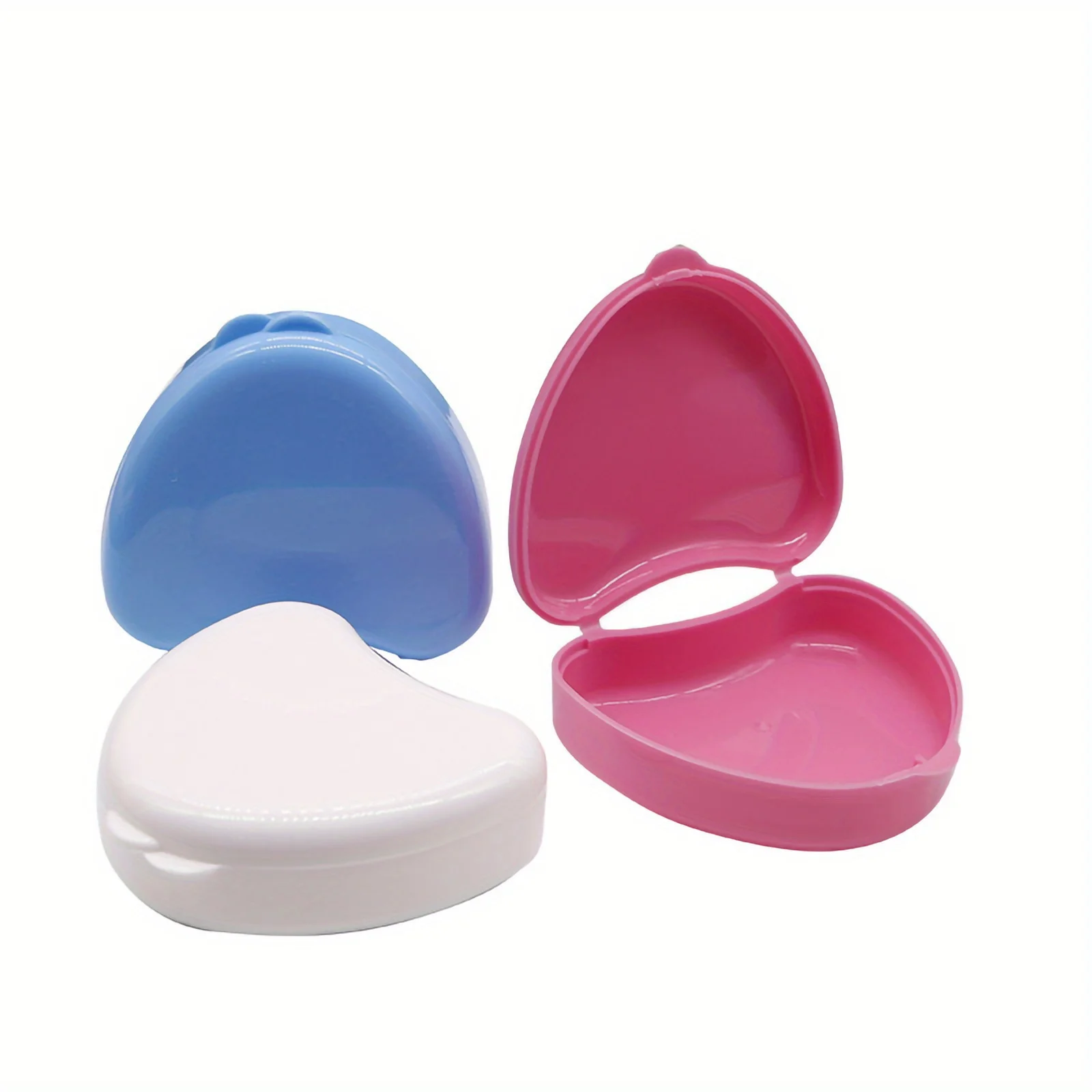 1pc Color Plastic Denture Box Heart-shaped Tooth Retainer Storage Box, Heart-shaped Tooth Storage Box, Multifunctional Appliance