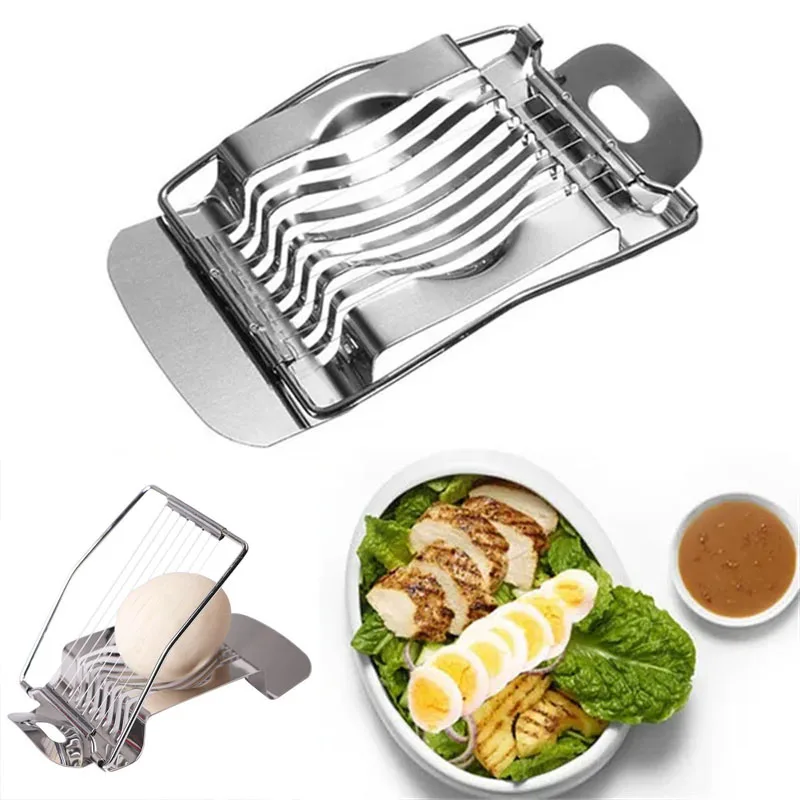 

1/2pcs Stainless Steel Boiled Egg-Slicer Section Cutter Mushroom Tomato Cutter Kitchen Skiving Machine Cooking Accessories