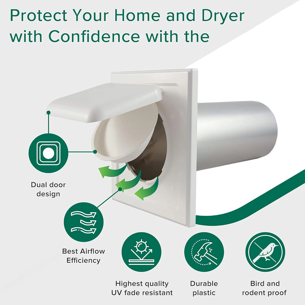 Dual Door Dryer Vent Cover Screws Dryer Exhaust Vent Cover Easy Installation House Exterior Safe air vent cover