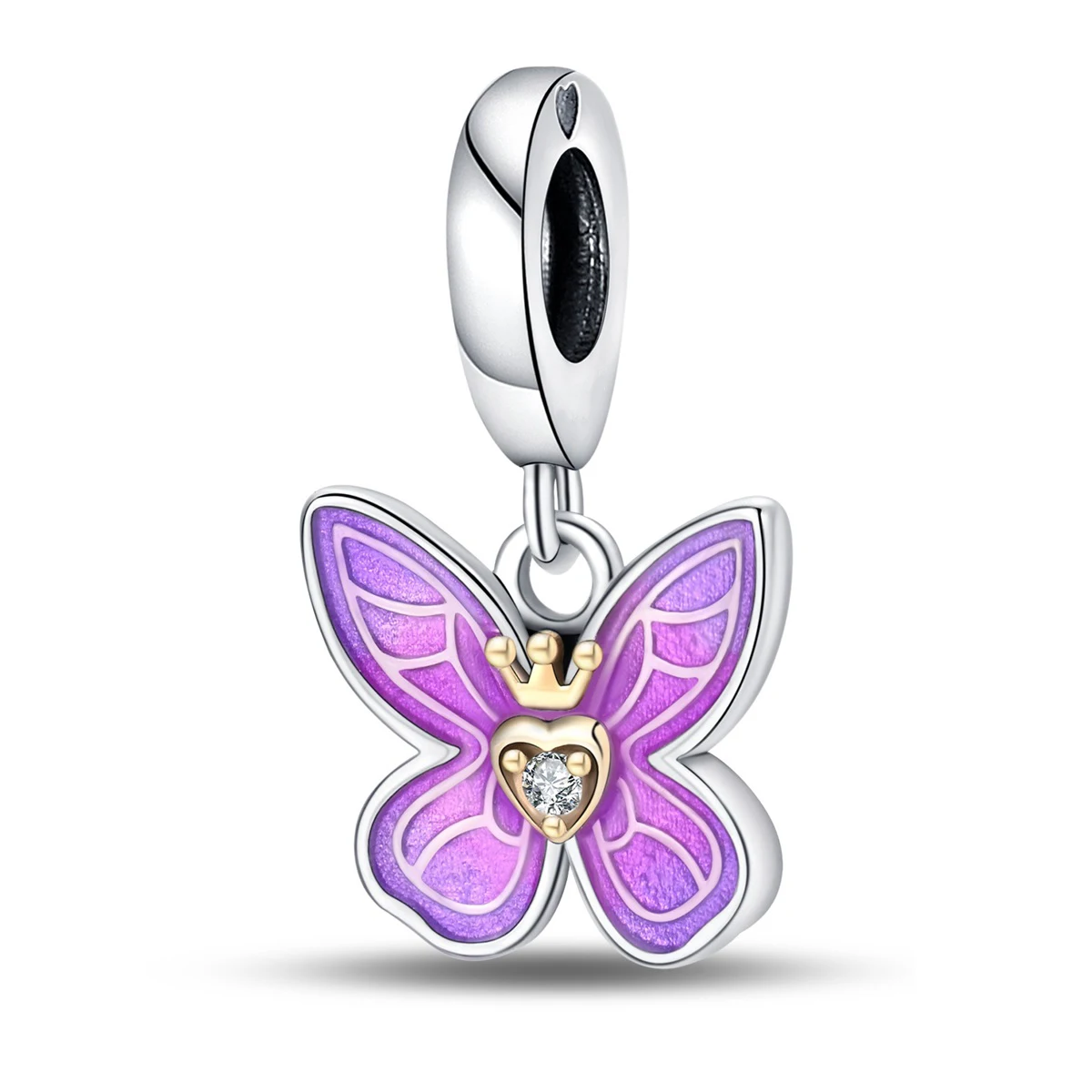 

Romantic S925 Sterling Silver Original Purple Dream Butterfly Pendant Fit Pandora Bracelet Women's Boutique Gift For Girlfriend