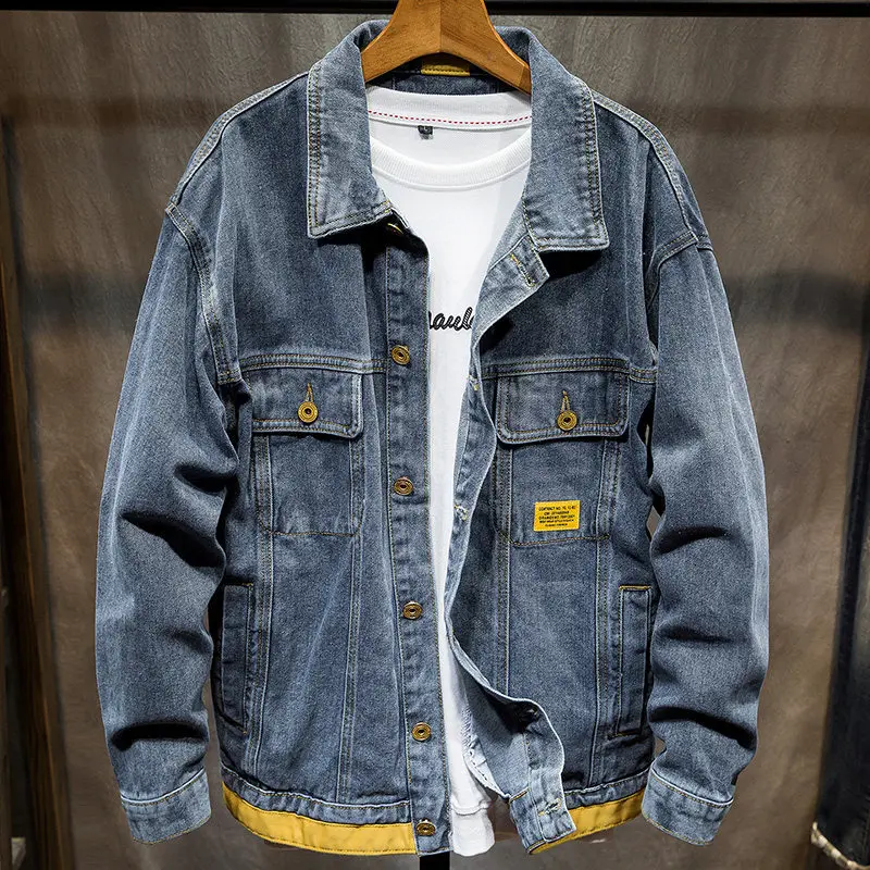 SpringAutumnHongKongStyleDenimJacketMensBrandMensJacket