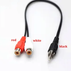 Dual RCA Female to RCA Male Audio Y Splitter Cable - Premium Audio Adapter - 0.25m (Black)